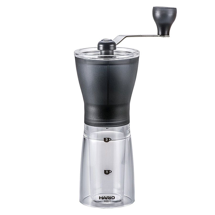 HARIO Mini Mill molinillo de café manual para café de especialidad. Nos brinda una molienda consistente gracias al diseño de sus muelas cónicas de cerámica.
