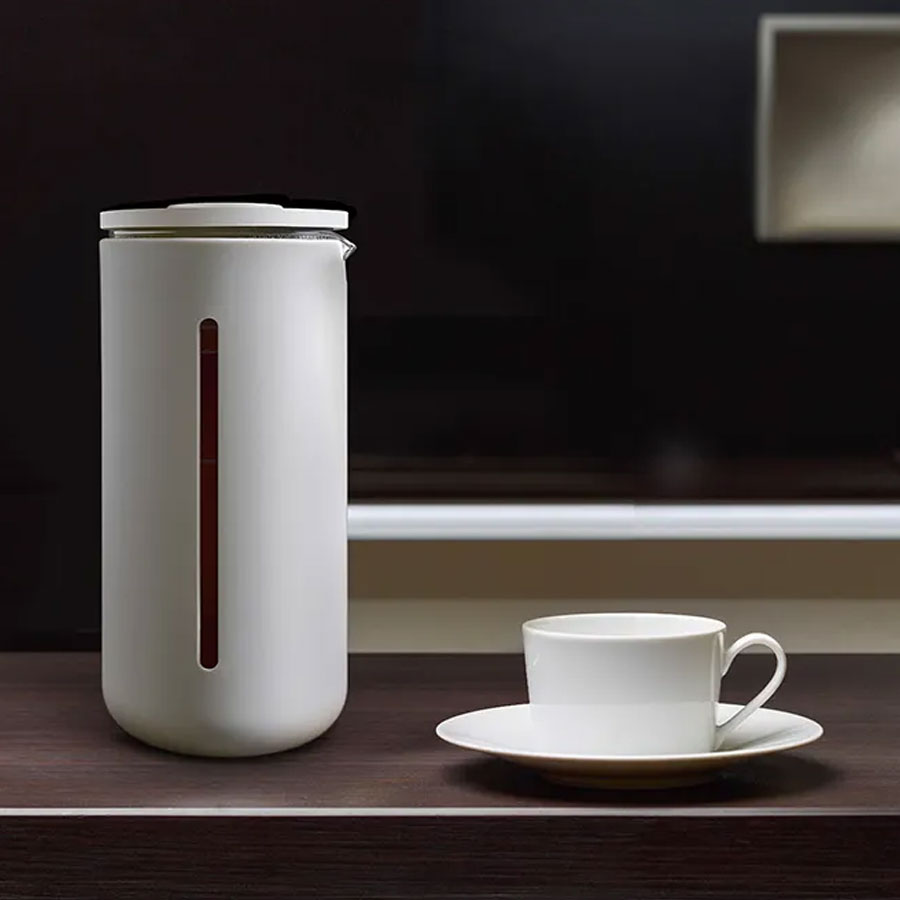 Cafetera francesa Timemore U 450 ml 5 Cafetera de émbolo blanca de 450 ml de capacidad con taza