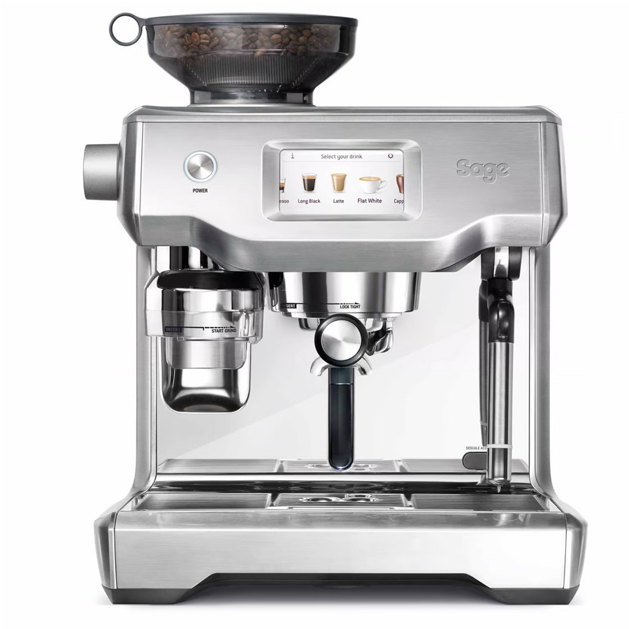 Sage Oracle Touch 1 Cafetera Sage the Oracle Touch plateada para café espresso con molinillo y espumador de leche integrado
