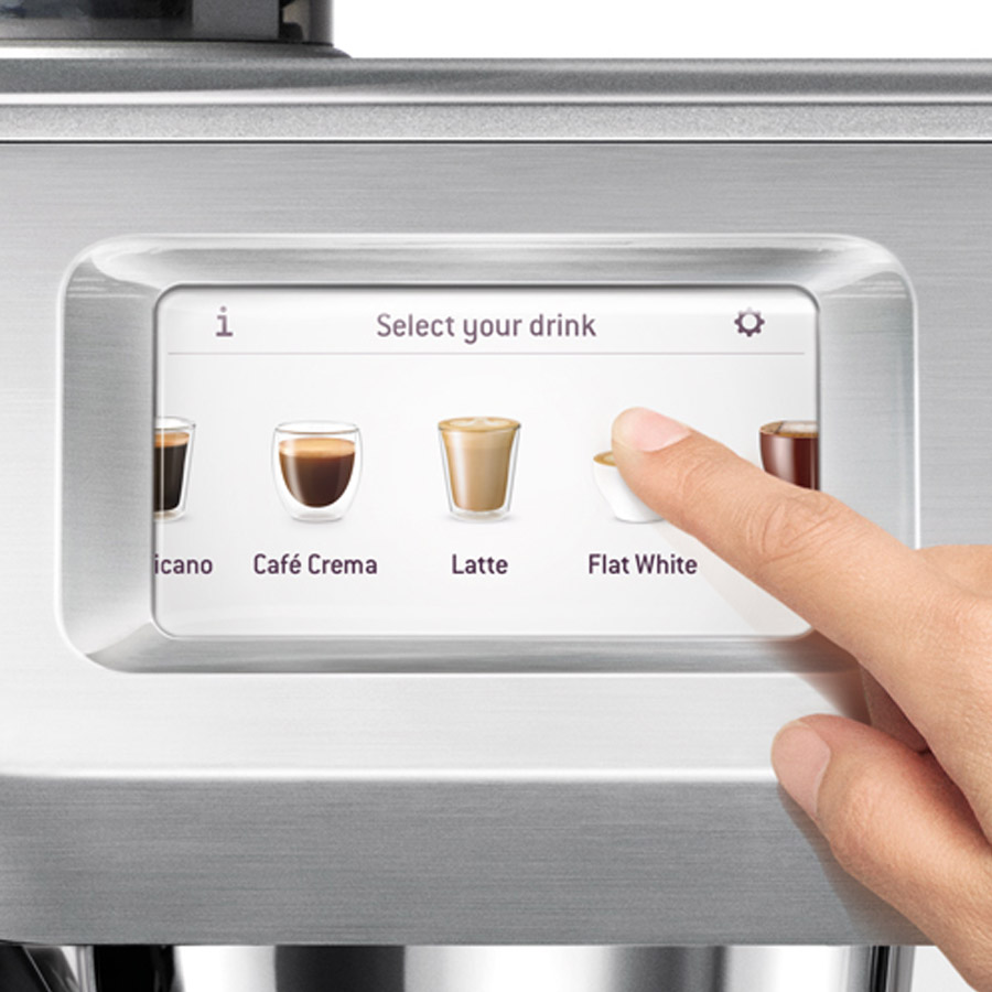 Sage Oracle Touch 4 Pantalla táctil para seleccionar tipo de café en cafetera sage the oracle touch