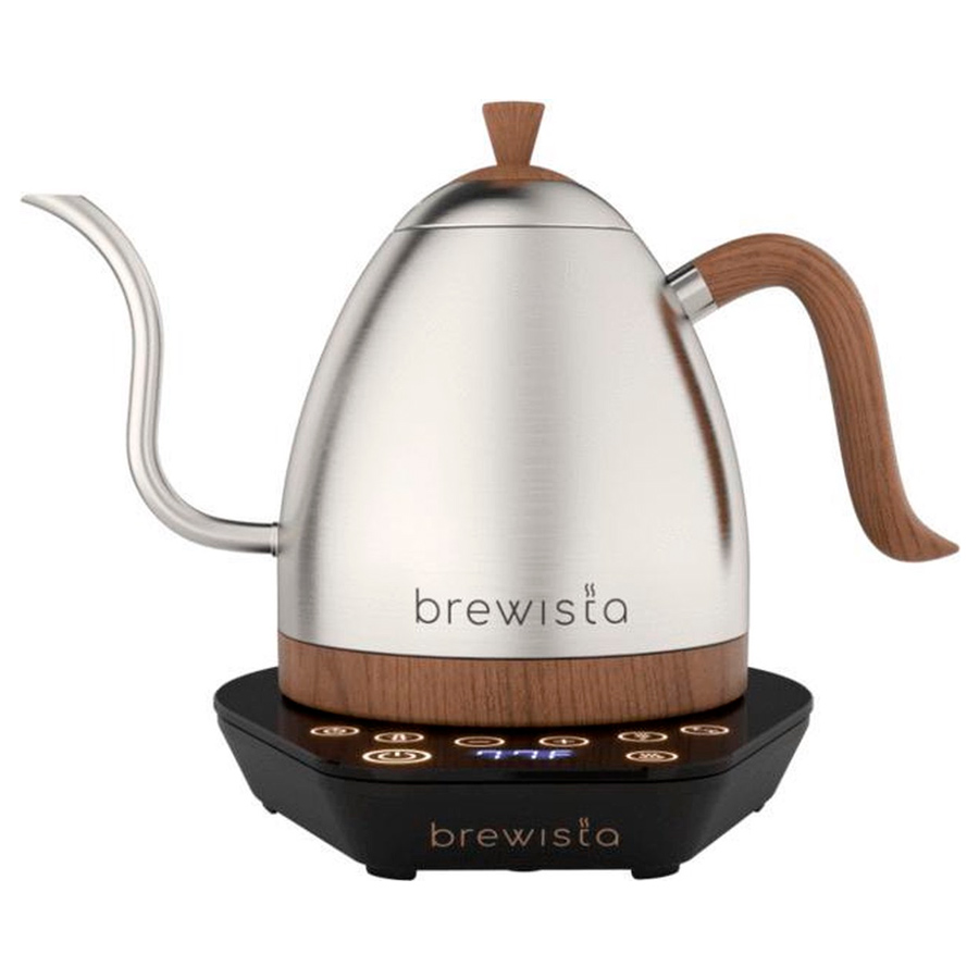 Kettle Brewista Artisan 4 Hervidor Brewista Artisan con cuello de cisne ideal para café de especialidad color inox y madera