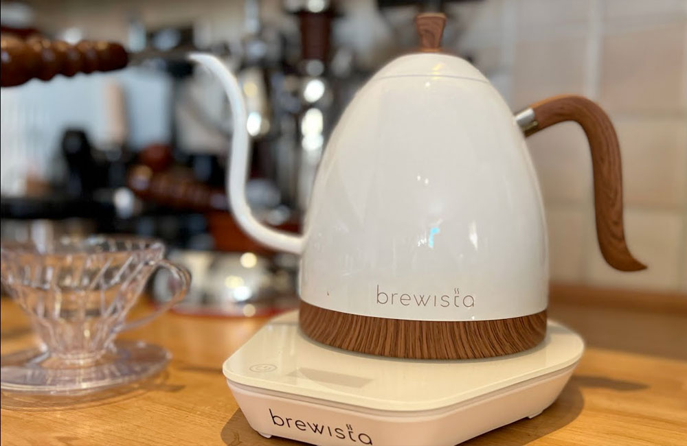 Brewista Artisan white electric water kettle with gooseneck