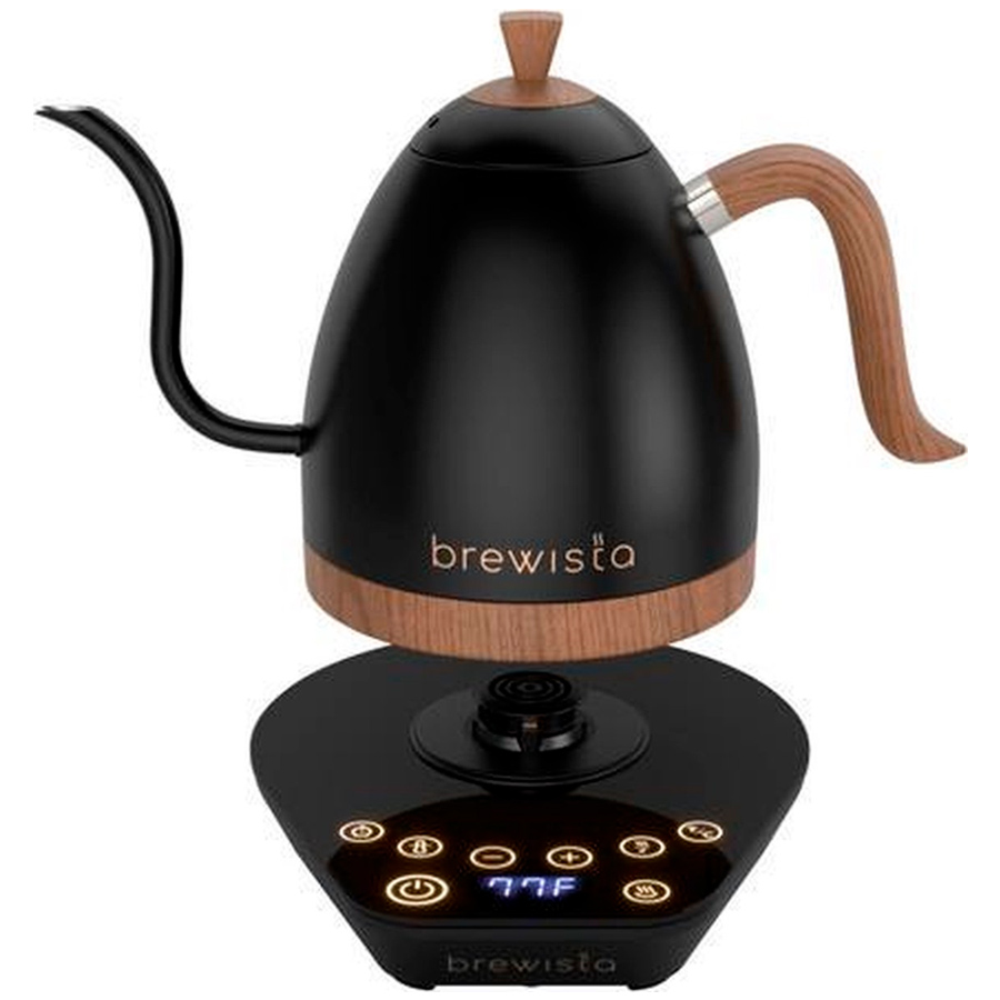 Kettle Brewista Artisan 2 Hervidor de agua con base y cuello de cisne Brewista Artisan color negro y madera