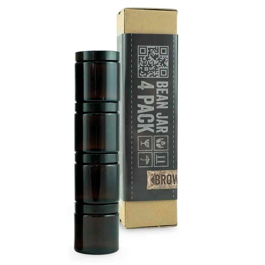 Comandante Bean Jar 4 Pack - Marrón 2 Pack de 4 recipientes para café de cristal marrones para usar con el molinillo de café comandante c40 mk4