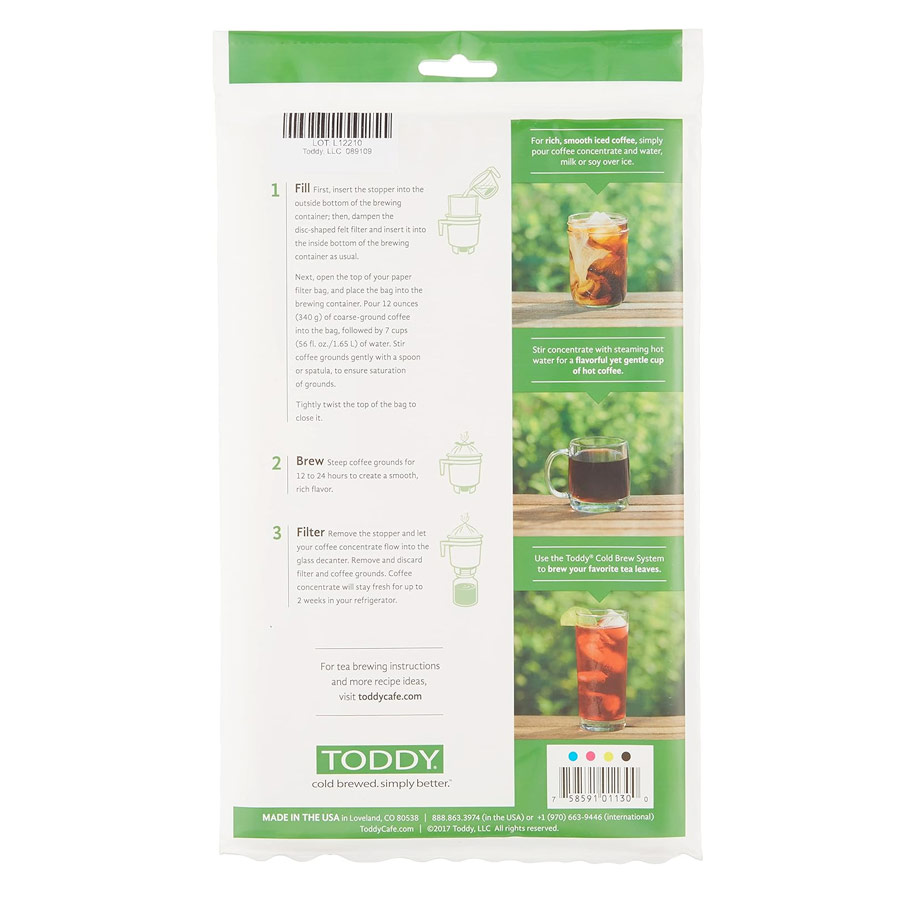 Filtros Toddy Cold Brew - 20 Und 3 paquete de filtros para hacer cafe cold brew