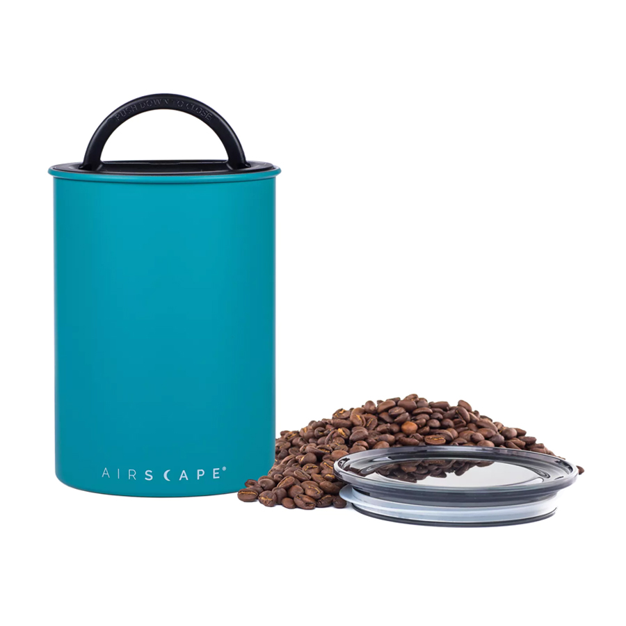 Airscape - Recipiente hermético café 3 Granos de café junto a bote para guardar café de forma hermética de color azul de la marca Airscape